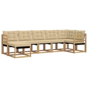 vidaXL Ensemble de canapés d'extérieur 7 pc Blanc et Beige