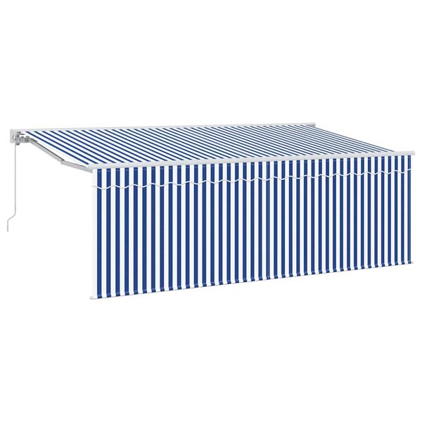 vidaXL Auvent Rétractable Rayé Bleu et blanc 400 x 200 cm tissu