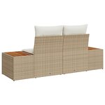 Canapé de jardin 2 places vidaXL avec rangement et coussins en poly rotin beige