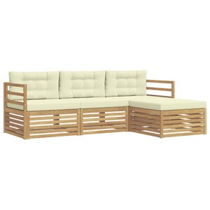 vidaXL Ensemble de canapés d'extérieur 4 pc Blanc et crème Polyester
