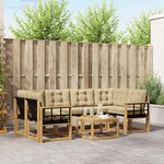 vidaXL Ensemble de canapés d'extérieur 7 Pièces Blanc et Beige