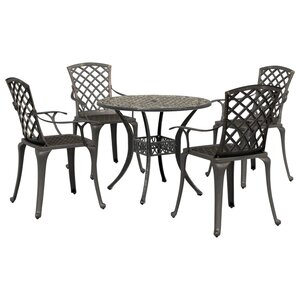 vidaXL Ensemble manger de jardin 5 Pièces bronze aluminium coulé