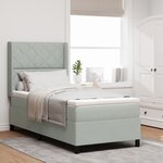 Lit à ressort vidaXL avec matelas et lumière LED gris clair 90x200 cm en velours