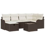 vidaXL Ensemble de canapé de jardin 7 Pièces Marron Poly rotin
