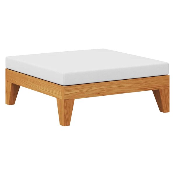 vidaXL Repose-pied sectionnel avec coussin blanc crème Bois d'acacia