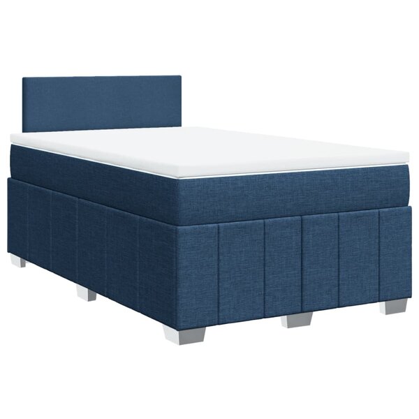 vidaXL Sommier à lattes de lit avec matelas bleu 120x190 cm tissu