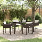 vidaXL Ensemble de salle à manger pour jardin 5 Pièces Marron Poly rotin