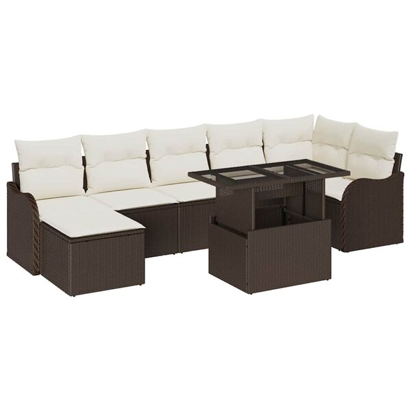 vidaXL Ensemble de canapé de jardin 8 Pièces Marron Poly rotin