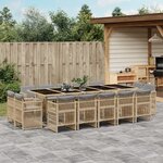 vidaXL Ensemble à manger de jardin et coussins 15 Pièces mélange beige
