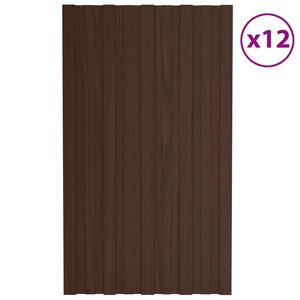 vidaXL Panneaux de toiture 12 Pièces Acier galvanisé Marron 80x45 cm