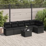 vidaXL Ensemble de Canapés de Jardin 7 Pièces avec Coussins Rotin Poly Beige