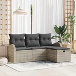 vidaXL Ensemble de canapé de jardin 4 Pièces Gris clair 179 x 117 x 85 cm