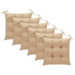 vidaXL Chaises de jardin avec coussins beige 6 Pièces Bois de teck massif