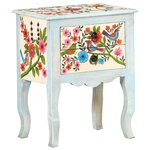 vidaXL Table de chevet peinte à la main 40x30x50 cm Bois de manguier