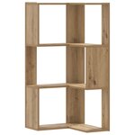 vidaXL Bibliothèque d'angle 3 niveaux chêne artisanal bois ingénierie