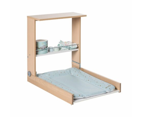 Table a langer murale WICKI + Matelas Couleur Naturel Motifs Party Animal Vert