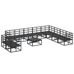 Ensemble de canapé de jardin avec coussin 11 Pièces Noir Aluminium