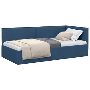 vidaXL Cadre de lit d'angle avec tête de lit Bleu 100 x 200 cm Velours