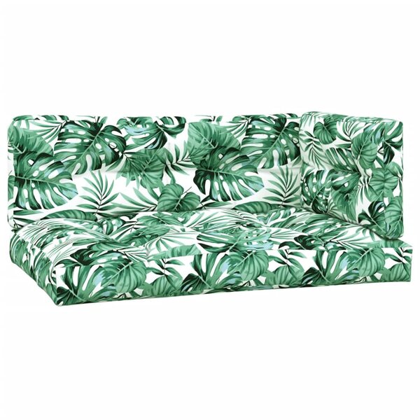 vidaXL Coussins de palette lot de 3 motif de feuilles tissu