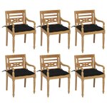 vidaXL Chaises Batavia avec coussins 6 Pièces Bois de teck solide