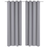 vidaXL Rideau occultant 2 Pièces avec œillets métalliques 135x175 cm Gris