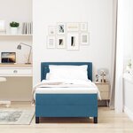 vidaXL Lit Box Spring avec Matelas Bleu Foncé 100x200 cm Velours