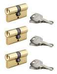 THIRARD - Lot de 3 cylindres de serrure double entrée STD  30x30mm  s'entrouvrant  laiton 3 clés/cylindre - THIRARD