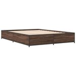 vidaXL Cadre de lit chêne marron 140x190 cm bois d'ingénierie et métal
