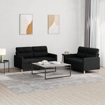 vidaXL Ensemble de canapés 2 Pièces avec coussins Noir Tissu