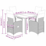vidaXL Ensemble de bistro de jardin 5 Pièces coussins marron poly rotin