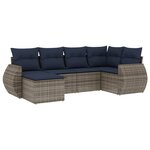 vidaXL Salon de jardin 6 Pièces avec coussins gris résine tressée