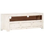 vidaXL Meuble TV Bois massif d'acacia 110x30x40 cm Blanc