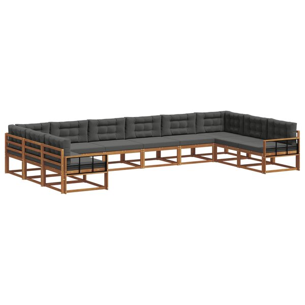 vidaXL Ensemble de canapés d'extérieur 10 pc Naturel et Anthracite