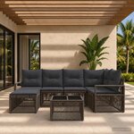 vidaXL Ensemble de canapé de jardin 7 pc Gris polyrotin