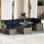 vidaXL Salon de jardin 8Pièces avec coussins marron résine tressée acacia