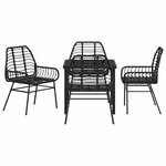 vidaXL Ensemble de salle à manger pour jardin 5 Pièces Noir polyrotin