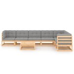 vidaXL Salon de jardin 8 Pièces avec coussins Bois de pin massif