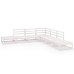 vidaXL Salon de jardin 7 Pièces Blanc Bois de pin massif