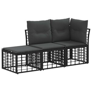 vidaXL Ensemble de canapés d'extérieur 3 pc Noir Polyester