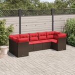 vidaXL Salon de jardin avec coussins 7 Pièces marron résine tressée