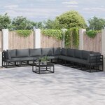 vidaXL Ensemble de canapé de jardin 10 pc Noir Aluminium