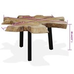 vidaXL Table basse Teck authentique 80 x 70 x 38 cm