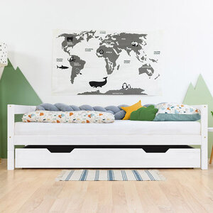 Tiroir lit à roulettes - blanc pour lit 90 x 200 cm