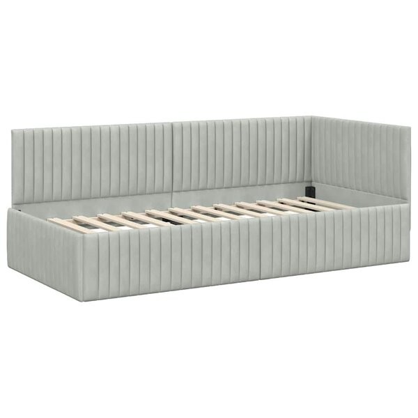 vidaXL Cadre de lit d'angle Gris clair 90 x 190 cm Velours