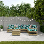 vidaXL Salon de jardin 7 Pièces avec coussins bois de pin imprégné