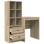 vidaXL Bureau avec tiroir avec étagère 2 Pièces Chêne Sonoma
