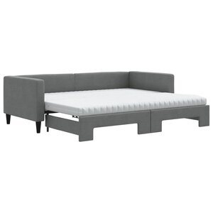 vidaXL Lit de jour avec gigogne et matelas gris foncé 90x200 cm tissu