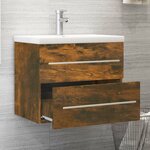 vidaXL Meuble lavabo avec bassin intégré Chêne fumé Bois d'ingénierie