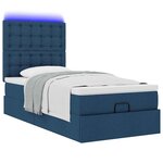 vidaXL Cadre de lit ottoman avec matelas bleu 90x190 cm tissu