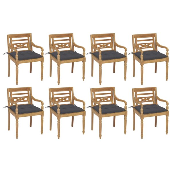 Vidaxl chaises batavia avec coussins 8 pièces bois de teck solide